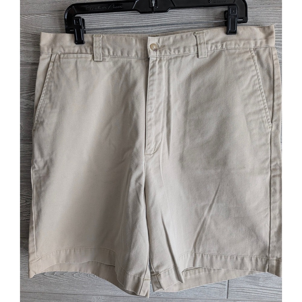 Polo Ralph Lauren Mens Chino Shorts Khaki Tan Cotton Twill Flat Front Size 36